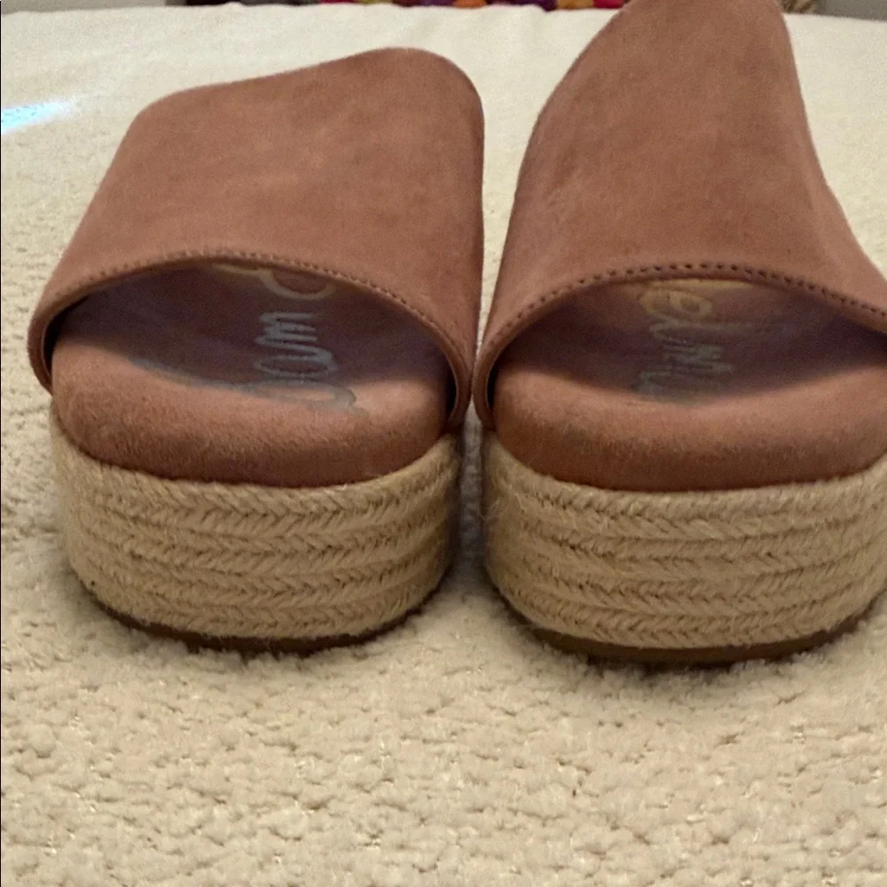 Sam Edelman Weslee Dusty Rose Suede Platform Slide Sandals - Size 7.5 - NEW